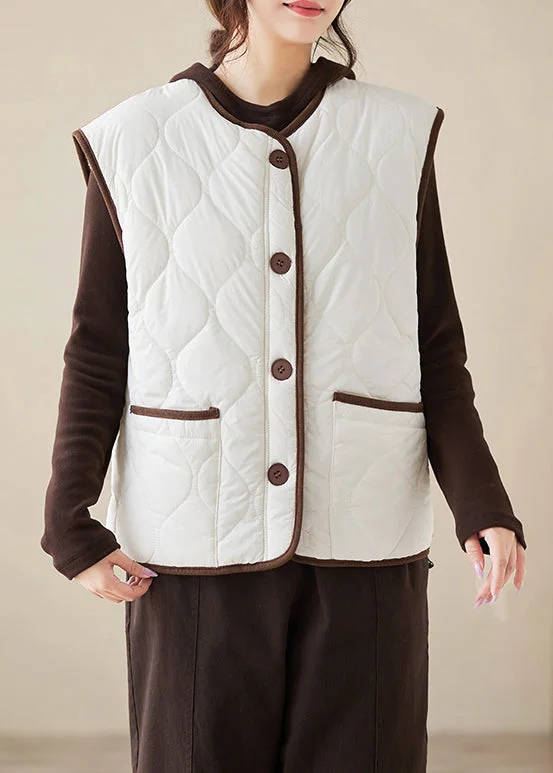 Loose White Button Wear On Both Sides Teddy Faux Fur Waistcoat Sleeveless