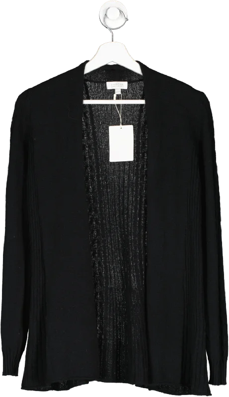 Kinross Cashmere Black 100% Cashmere Cardigan UK XS