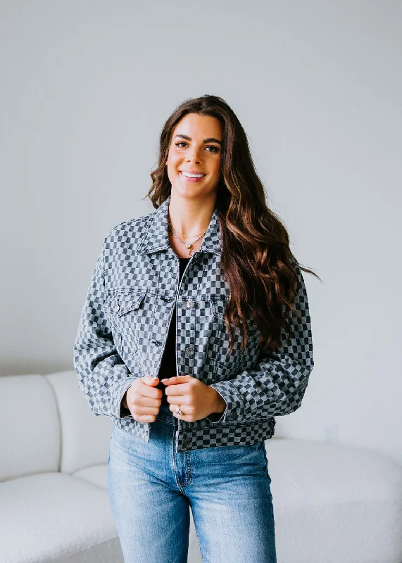 Laken Checkered Denim Jacket