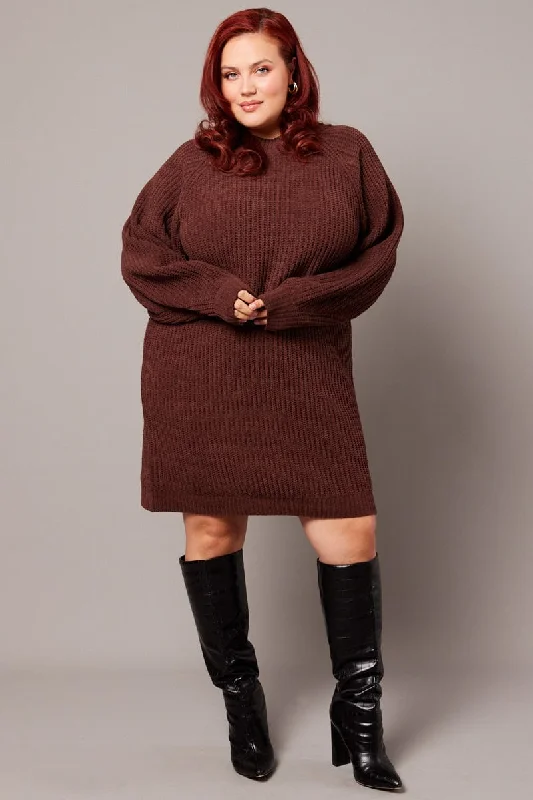 Brown Chenille Sweater Minidress