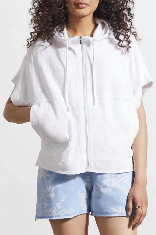 Crop Zip Up Hooded Jacket In White