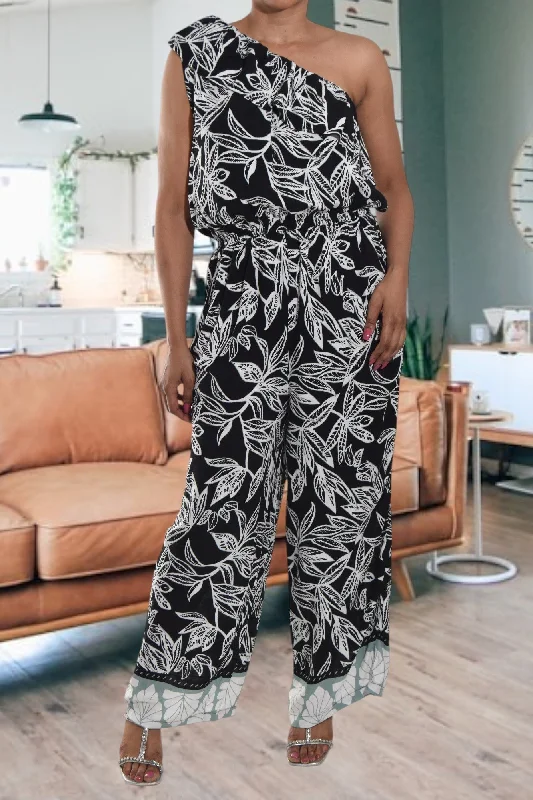 Black Floral Print Jumpsuit