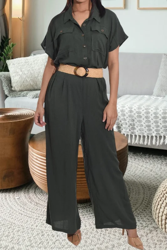 Olive Wide Leg Jumpsuit