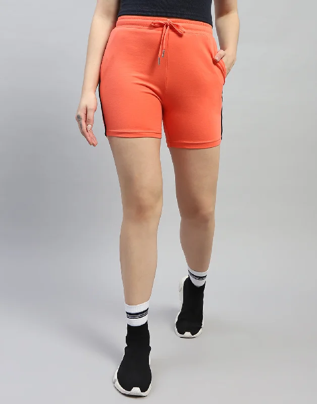 Women Orange Solid Regular Fit Short