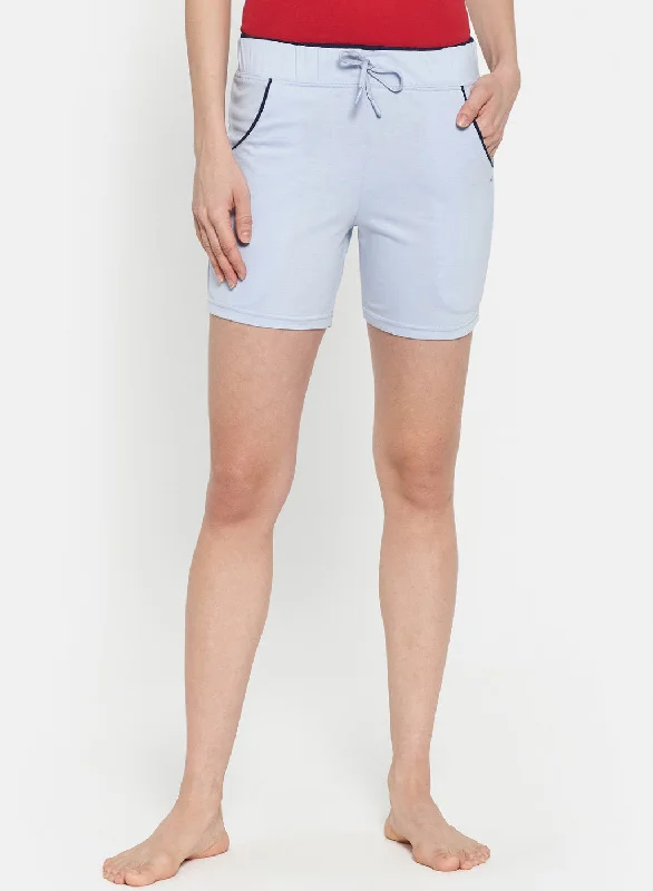 Womens Blue Plain Shorts