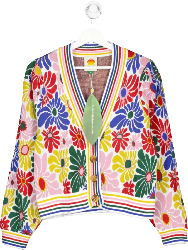 FARM RIO Multicoloured Sunny Daisies Knit Cardigan UK XS