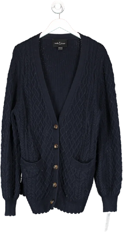 Needle & Thread Blue Elsie Cable Longline Cardigan One Size