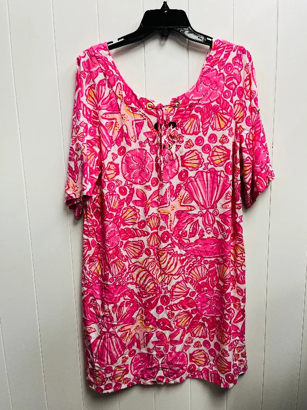 Dress Designer By Lilly Pulitzer In Pink & White, Size: Xl