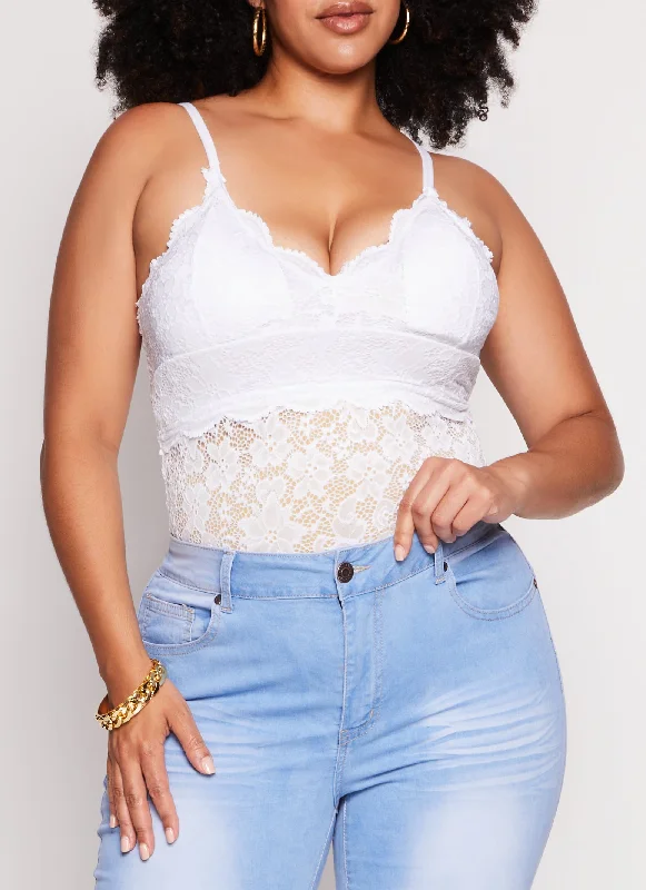 Plus Size Scalloped Lace Plunge Cami