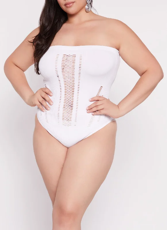 Plus Size Seamless Cut Out Strapless Bodysuit