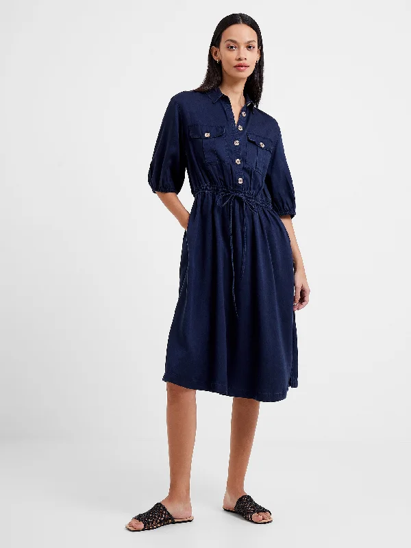 Elkie Twill Drawstring Shirt Dress