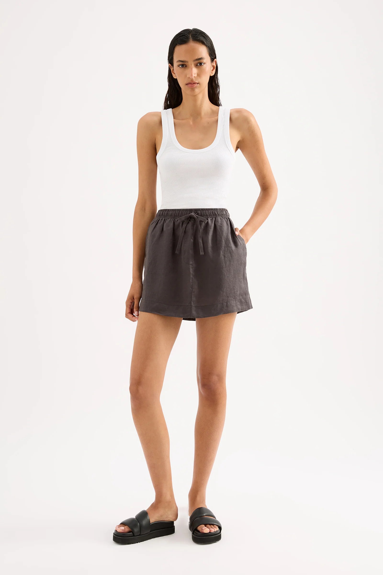 Lounge Linen Skirt - Coal