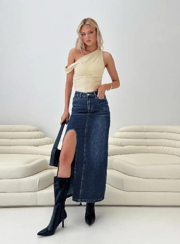 Saige Denim Maxi Skirt Mid Wash