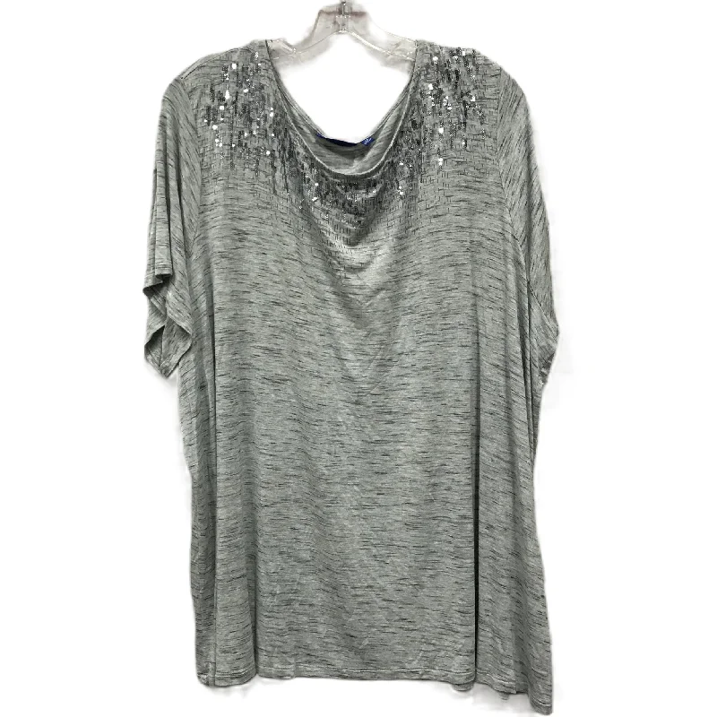 Top Short Sleeve By Apt 9 In Grey, Size: 3x