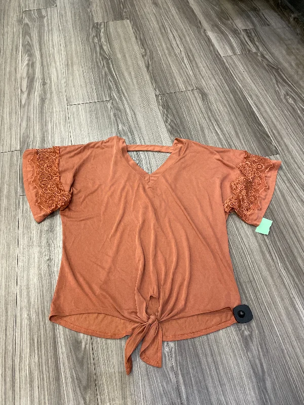 Top Short Sleeve By Daytrip In Orange, Size: L