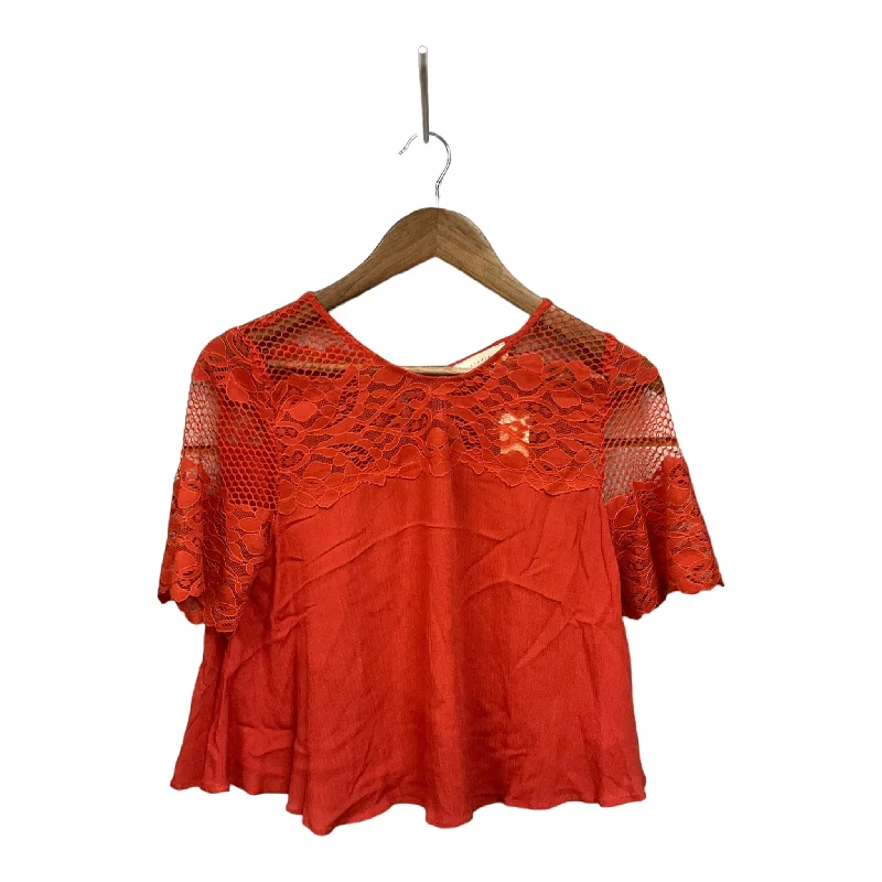 Top Short Sleeve By Elodie In Orange, Size: L