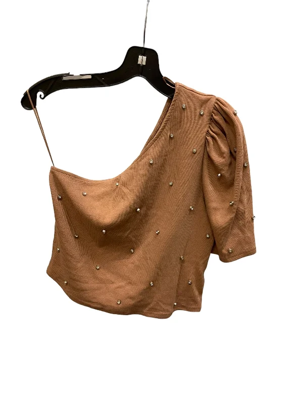 Top Short Sleeve By Express In Brown, Size: L