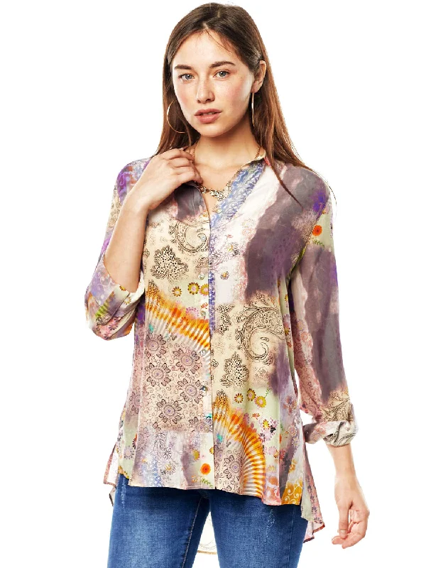 Tianello "Cecilia" Print Washable Silk "Loving" Blouse