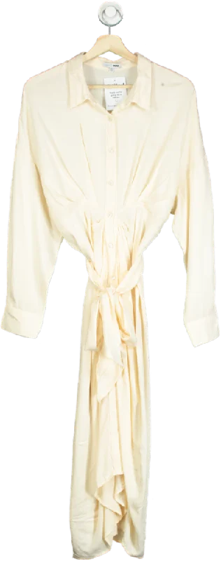 Fashion Nova Cream Tie-Front Shirt Dress UK M