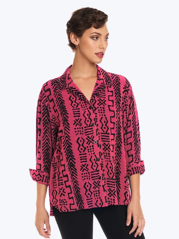 Tianello TENCEL™ Mud Print  "Aida"  Blouse (Pomegranate XS only)