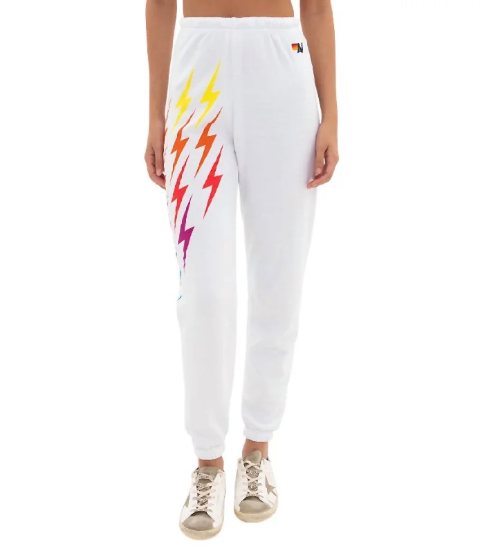 Women's Bolt Gradient Sweatpants In White/rainbow