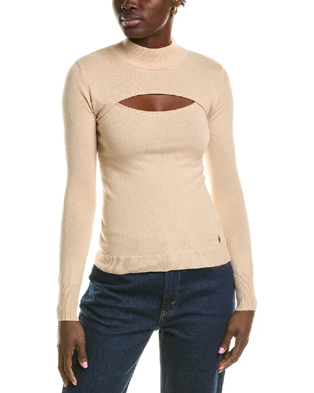 Milly Cutout Wool & Cashmere-Blend Turtleneck Sweater