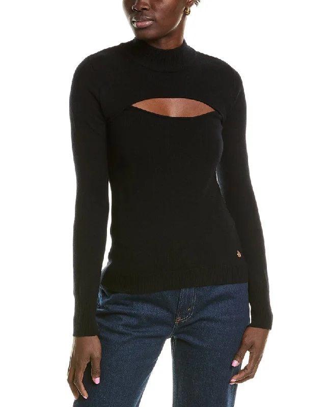 Milly Cutout Wool & Cashmere-Blend Turtleneck Sweater