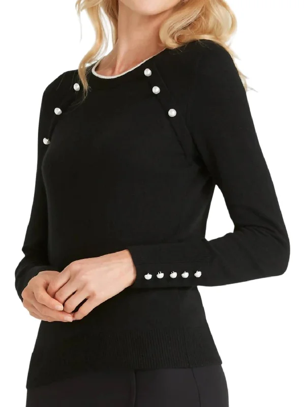 Pearl Long Sleeve Sweater In Black