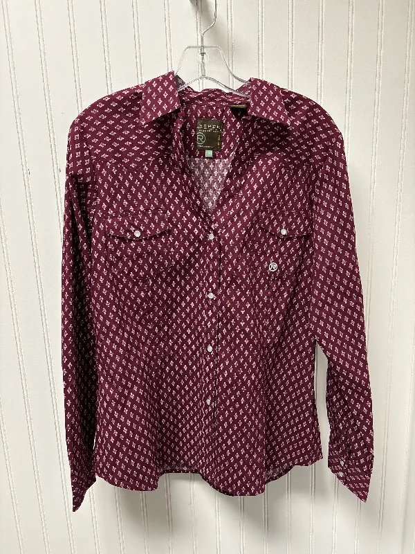 Top Long Sleeve By ROPER In Maroon, Size: L