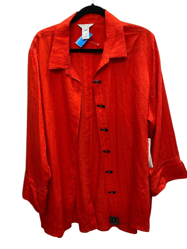 Top Long Sleeve By Multiples In Red, Size: 2x