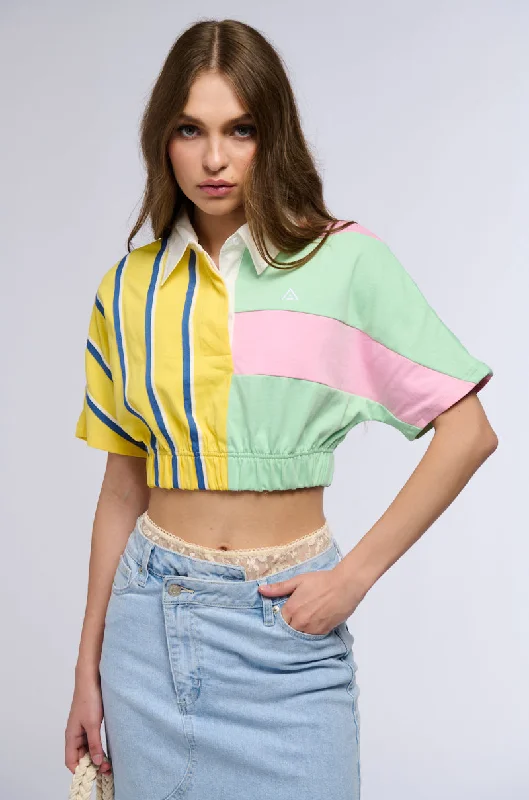 DONT LOOK BACK CROP COLLARED TEE