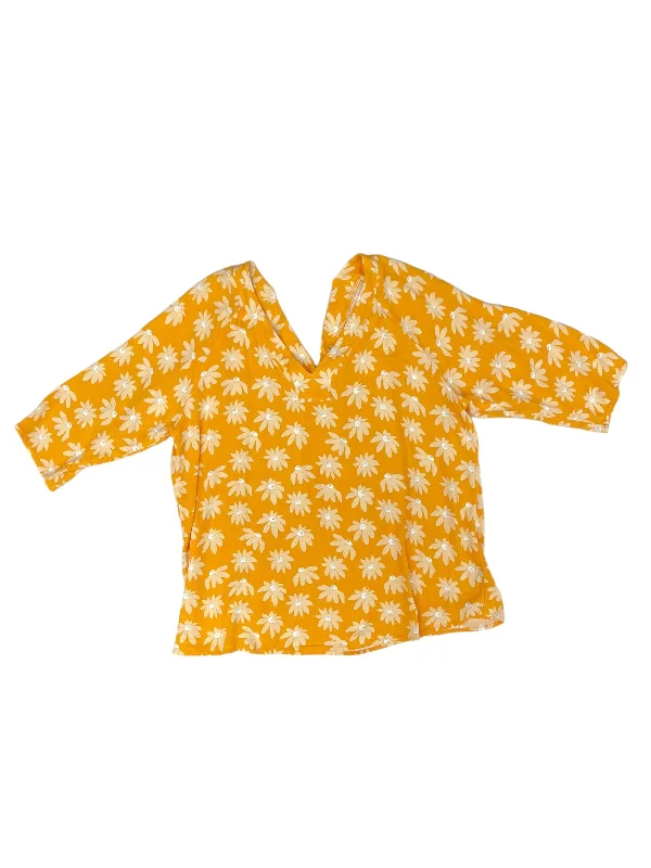 Top 3/4 Sleeve By Clothes Mentor In Yellow, Size: 2x