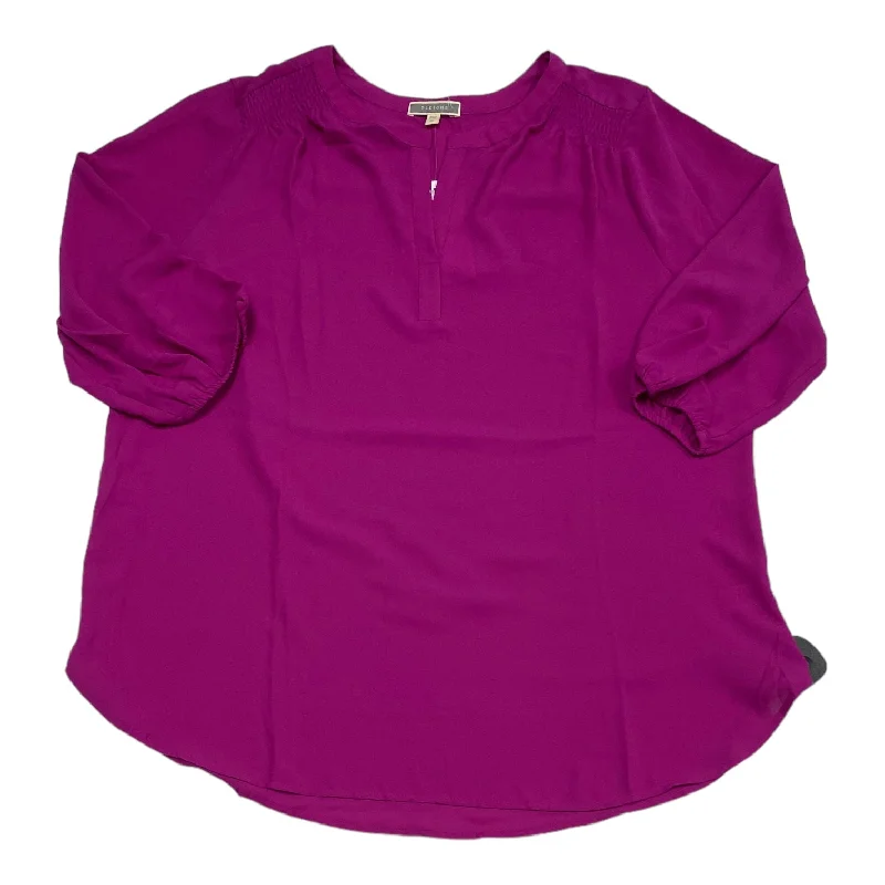 Top 3/4 Sleeve By Pleione In Purple, Size: Xl