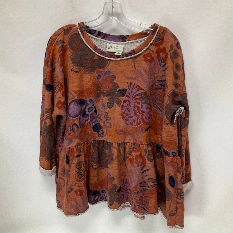 Top 3/4 Sleeve By Saturday/sunday In Brown, Size: M