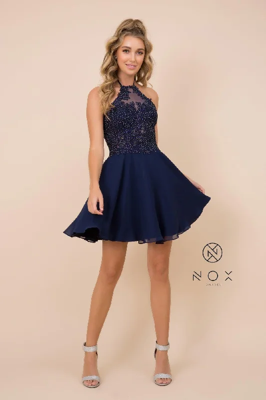 Short Halter Neck Homecoming Prom Dress