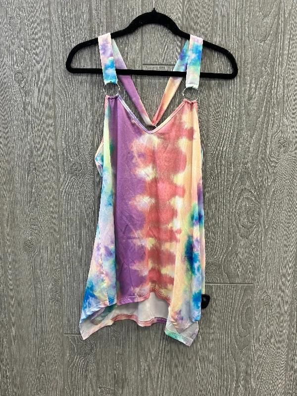 Tie Dye Print Top Sleeveless Clothes Mentor, Size L